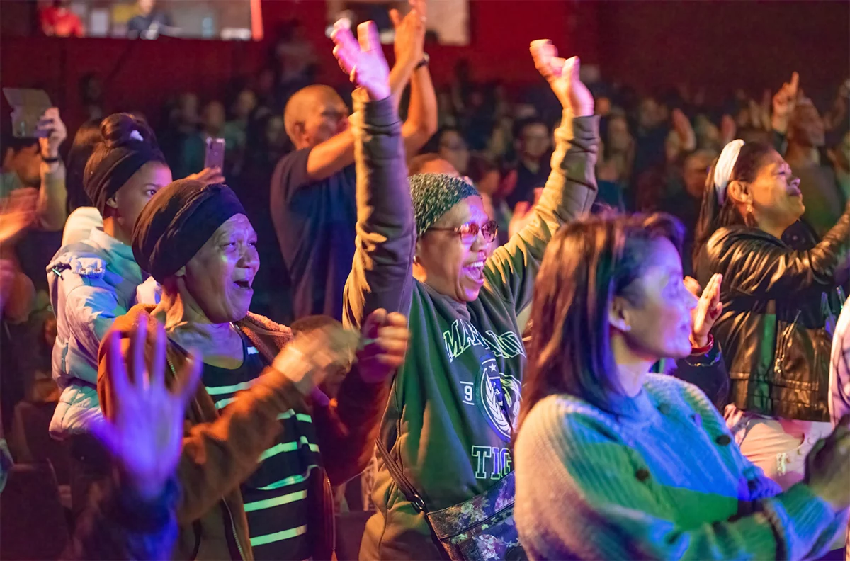Image of people responding to the ‘Alive in Kaaps’ production in South Africa
