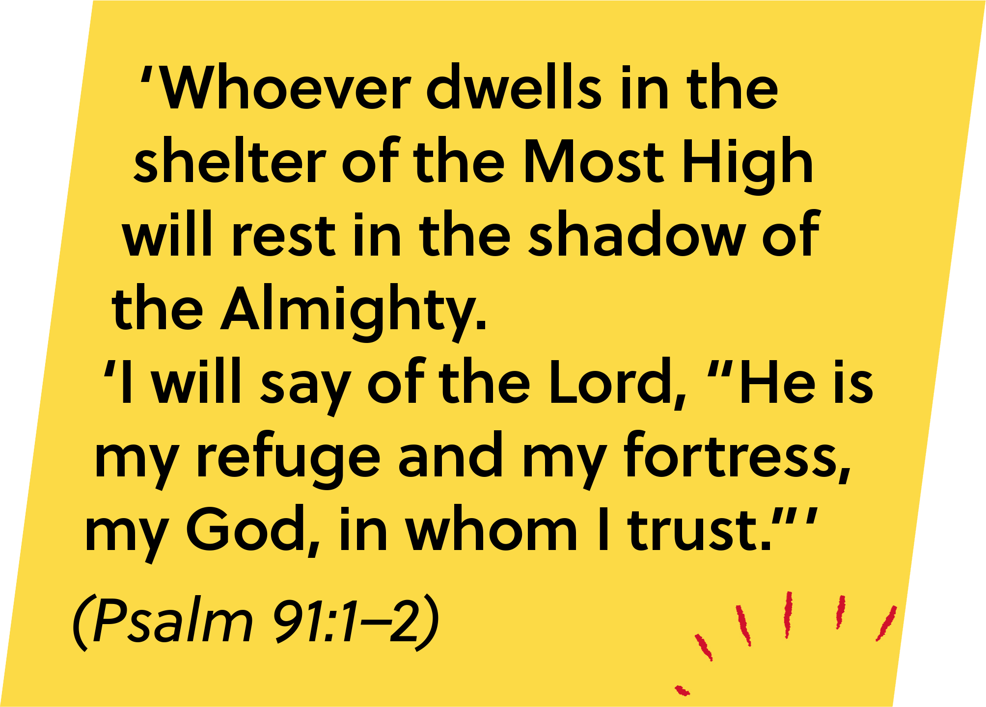 Image of two verses from Psalm 91 in the Bible